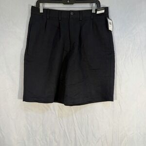 Men's NEW Pleated Golf Performance Khaki Shorts Size 32 Black Rayon Blend